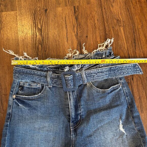 KanCan Women's High Rise Paperbag Denim Shorts Blue Size 7 Casual - Picture 12 of 12